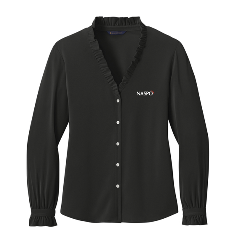 NASPO - Brooks Brothers Women's Long Sleeve Ruffle Collar Blouse