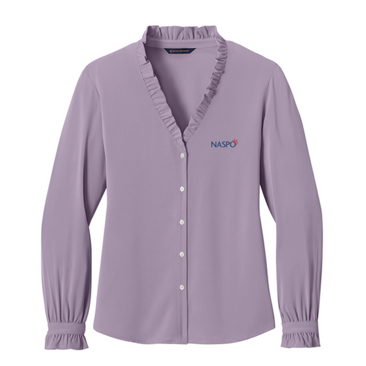NASPO - Brooks Brothers Women's Long Sleeve Ruffle Collar Blouse