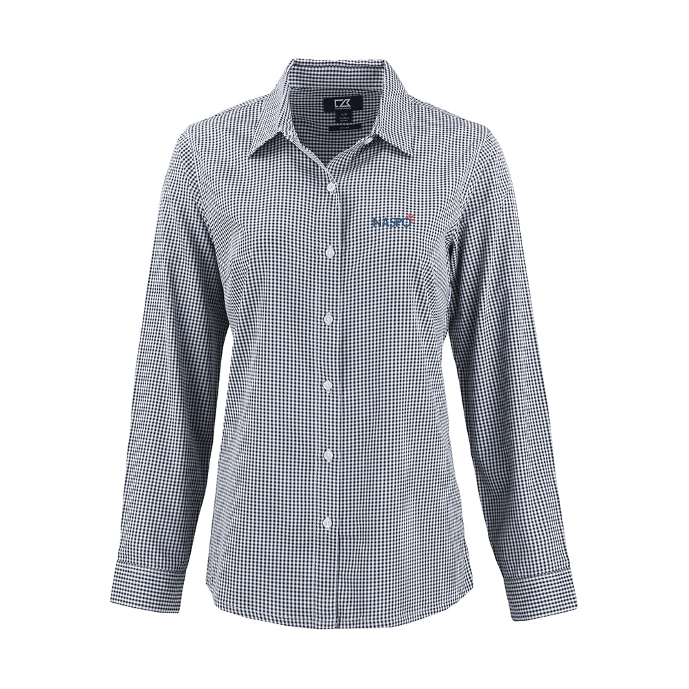 NASPO - Cutter & Buck Skyline Epic Confidence Recycled Gingham Womens Long Sleeve Dress Shirt