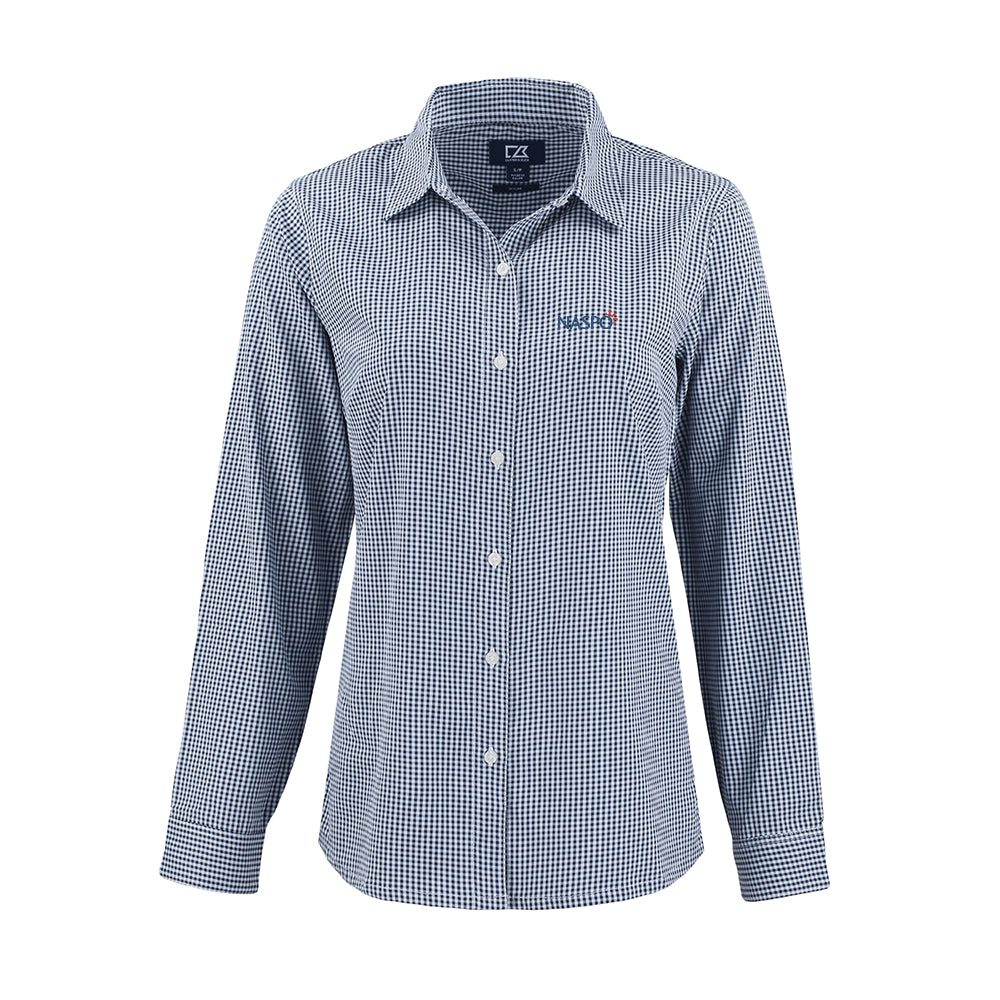NASPO - Cutter & Buck Skyline Epic Confidence Recycled Gingham Womens Long Sleeve Dress Shirt
