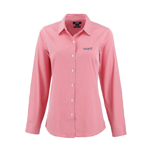 NASPO - Cutter & Buck Skyline Epic Confidence Recycled Gingham Womens Long Sleeve Dress Shirt